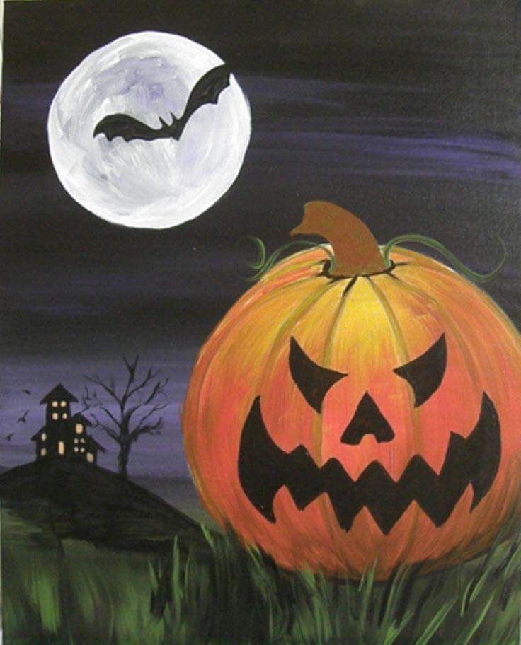736x912 Pin By Brandon The Archivist On Halloween Ideas - Halloween Painting On Canvas