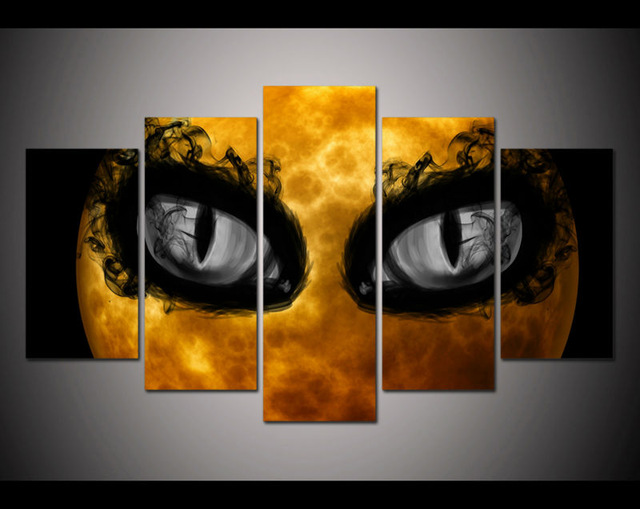 640x509 Print Unframed Crazy Halloween Picture Dark Black Eye Poster Home - Halloween Painting On Canvas