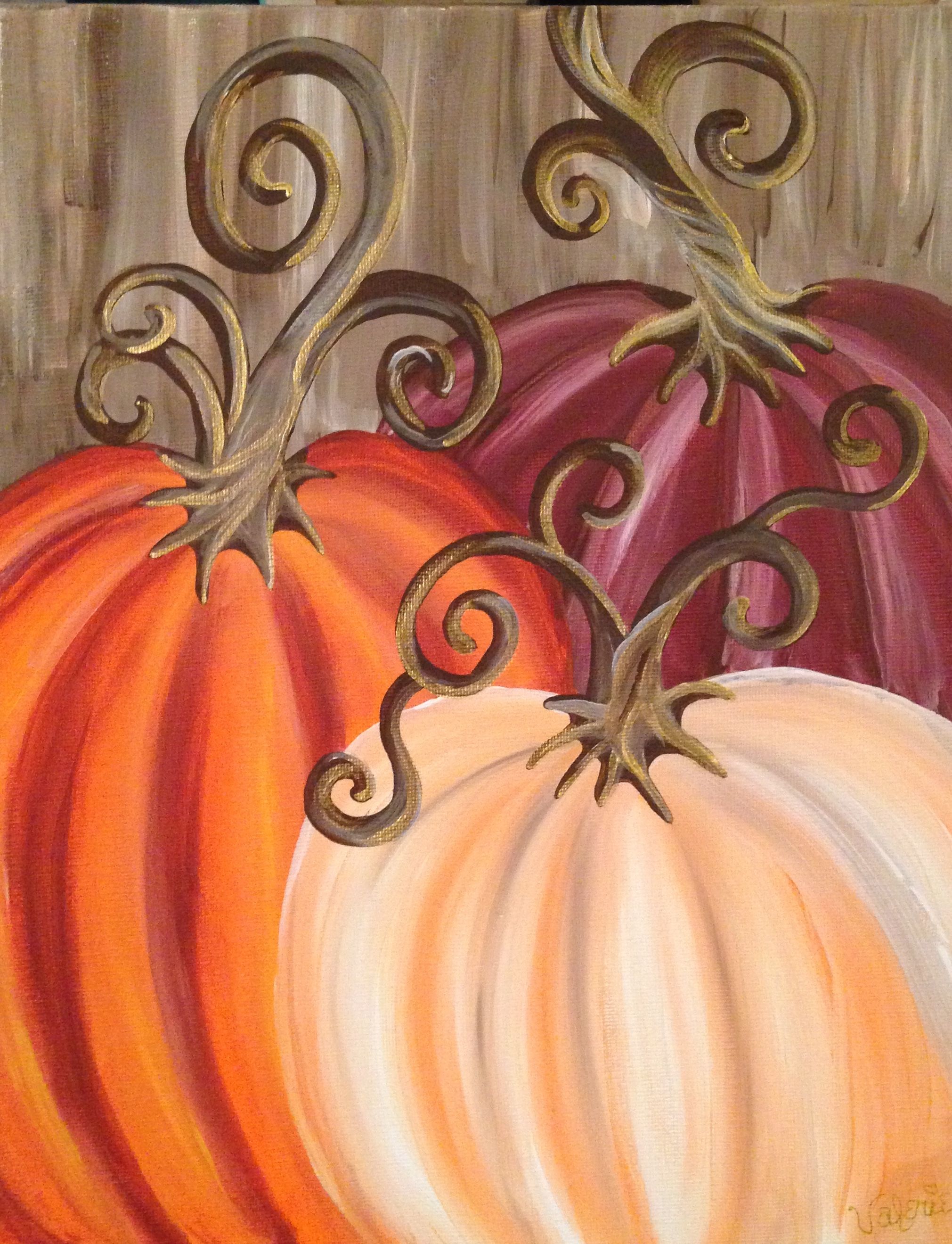 2021x2639 Three Colorful Pumpkins Possible Acrylic Instruction Pieces - Halloween Painting On Canvas