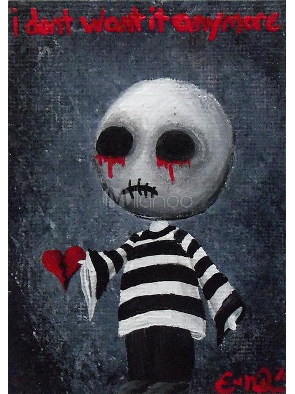 600x800 Halloween Bleeding Ghost Canvas Hand Painted Oil Painting - Halloween Painting On Canvas