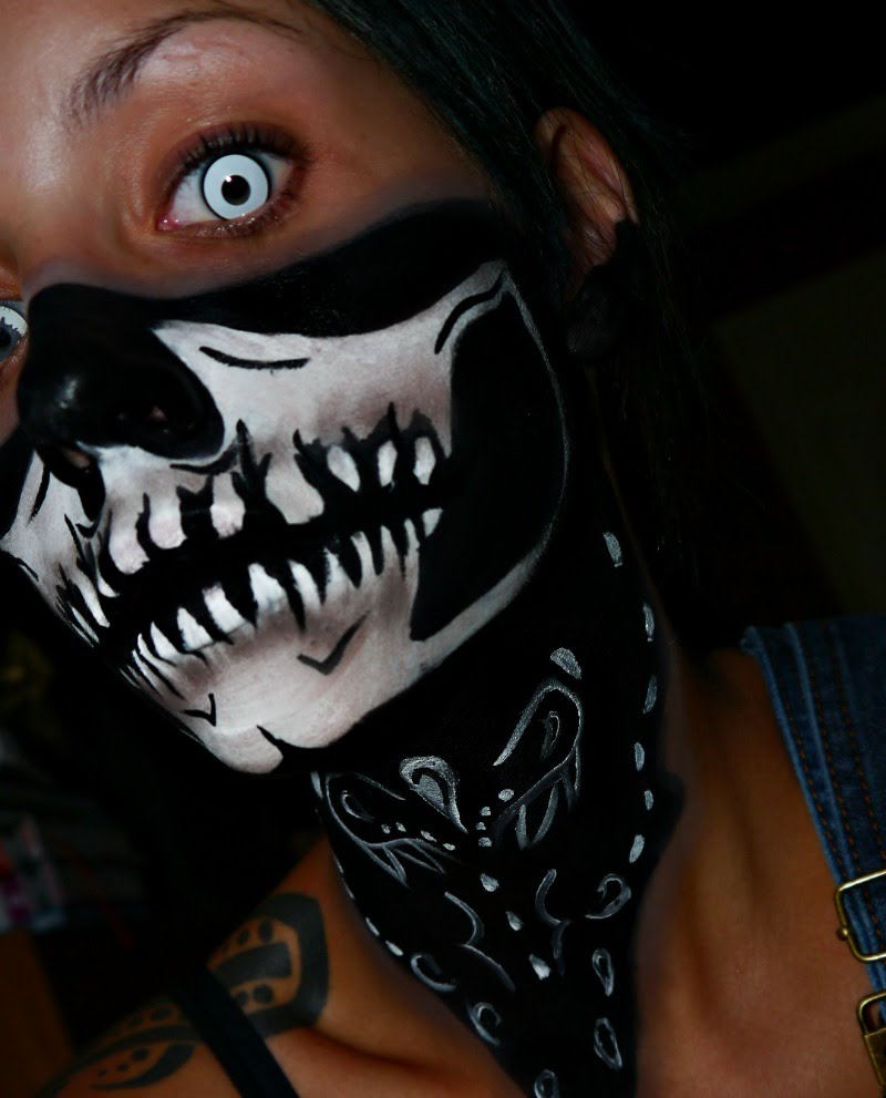 800x991 Halloween 2014 Series Skull Bandana Face Paint - Halloween Skull Painting
