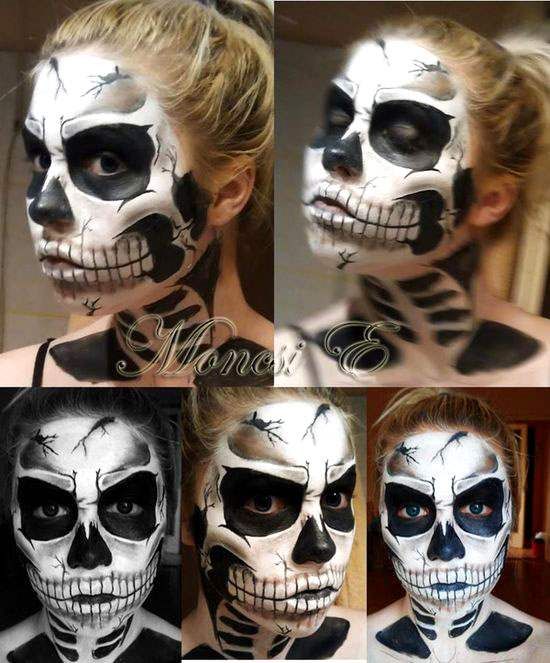 550x663 Horrifying Halloween Face Painting Ideas For Men Women And Kids - Halloween Skull Painting