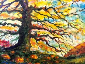 300x224 Original Painting Ray's Halloween Tree 11 X 14 In By Artist John - Halloween Tree Painting