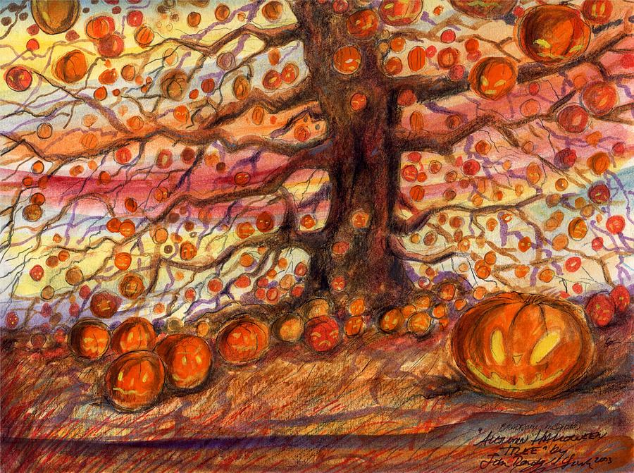 900x671 The Halloween Tree Painting By John York - Halloween Tree Painting