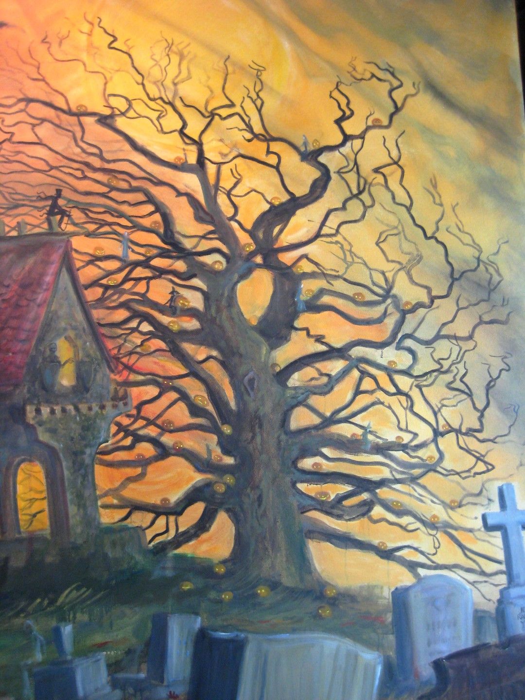 1080x1440 This Halloween Tree Stands Beside The Haunted Chilton House - Halloween Tree Painting