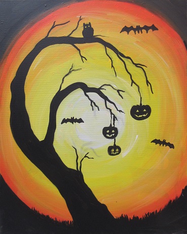 369x463 Tree Of Halloween - Halloween Tree Painting