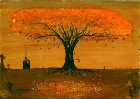 563x400 Halloween Tree Artkandy - Halloween Tree Painting