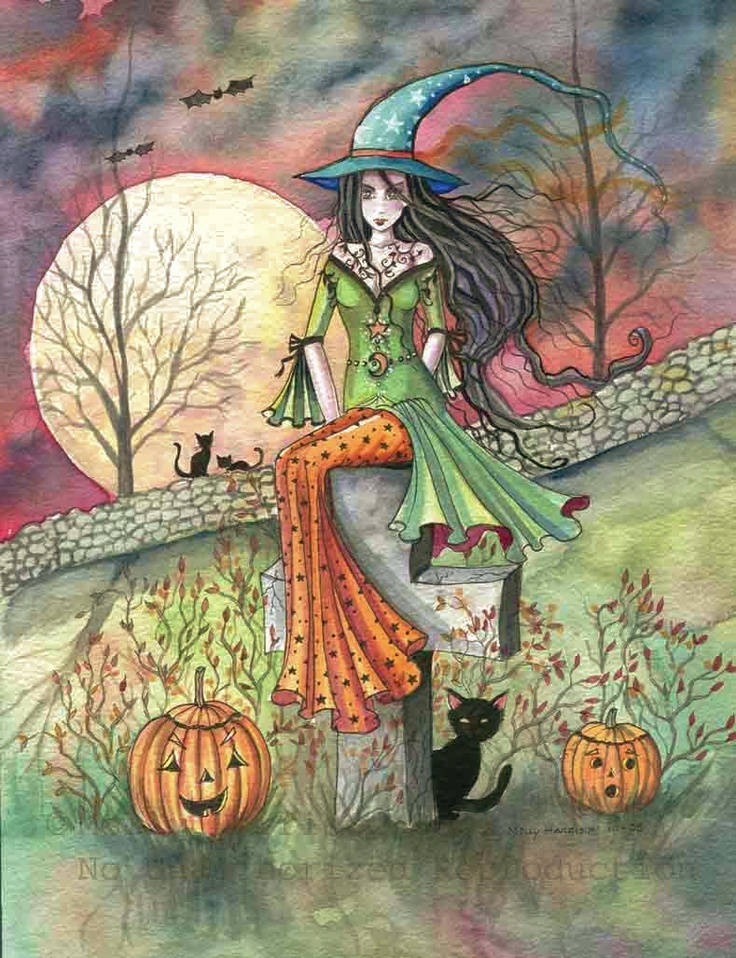 736x958 The 477 Best Holidays Halloween Spell Books Amp Art Journal Images - Halloween Witch Painting