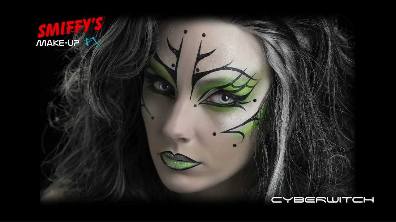 1280x720 Cyber Witch Face Painting Halloween Make Up Tutorial - Halloween Witch Painting