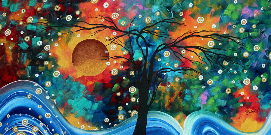 900x450 Abstract Art Bold Colorful Landscape Painting Halo Of Fire By - Halo Painting