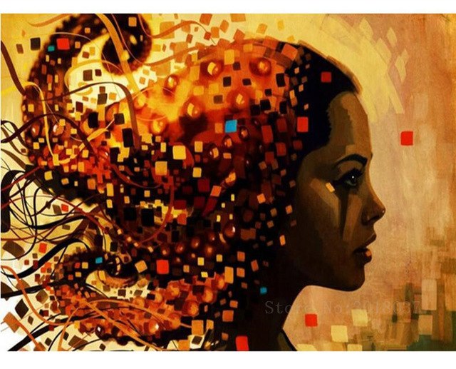 640x517 Diamond Mosaic Diy 5d Diamond Embroidery Color Halo Hair Beauty - Halo Painting