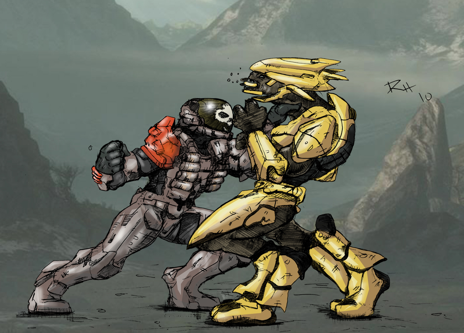 1539x1104 Halo Reach The Gamer Who Digs Art - Halo Reach Painting