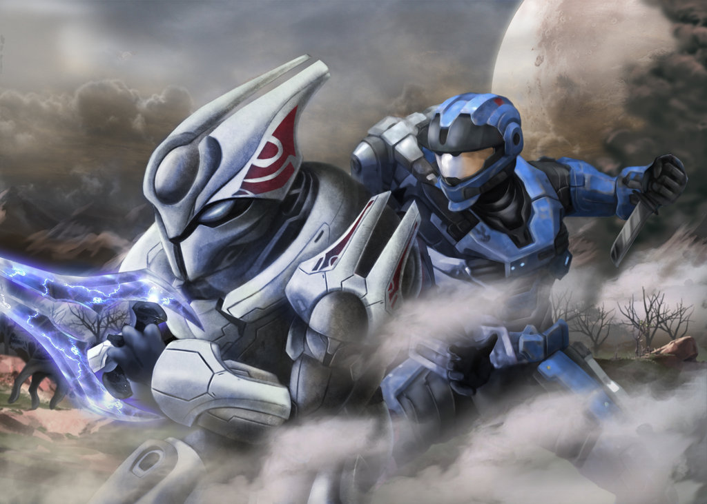 1024x731 Halo Reach Fan Art By Geocross - Halo Reach Painting