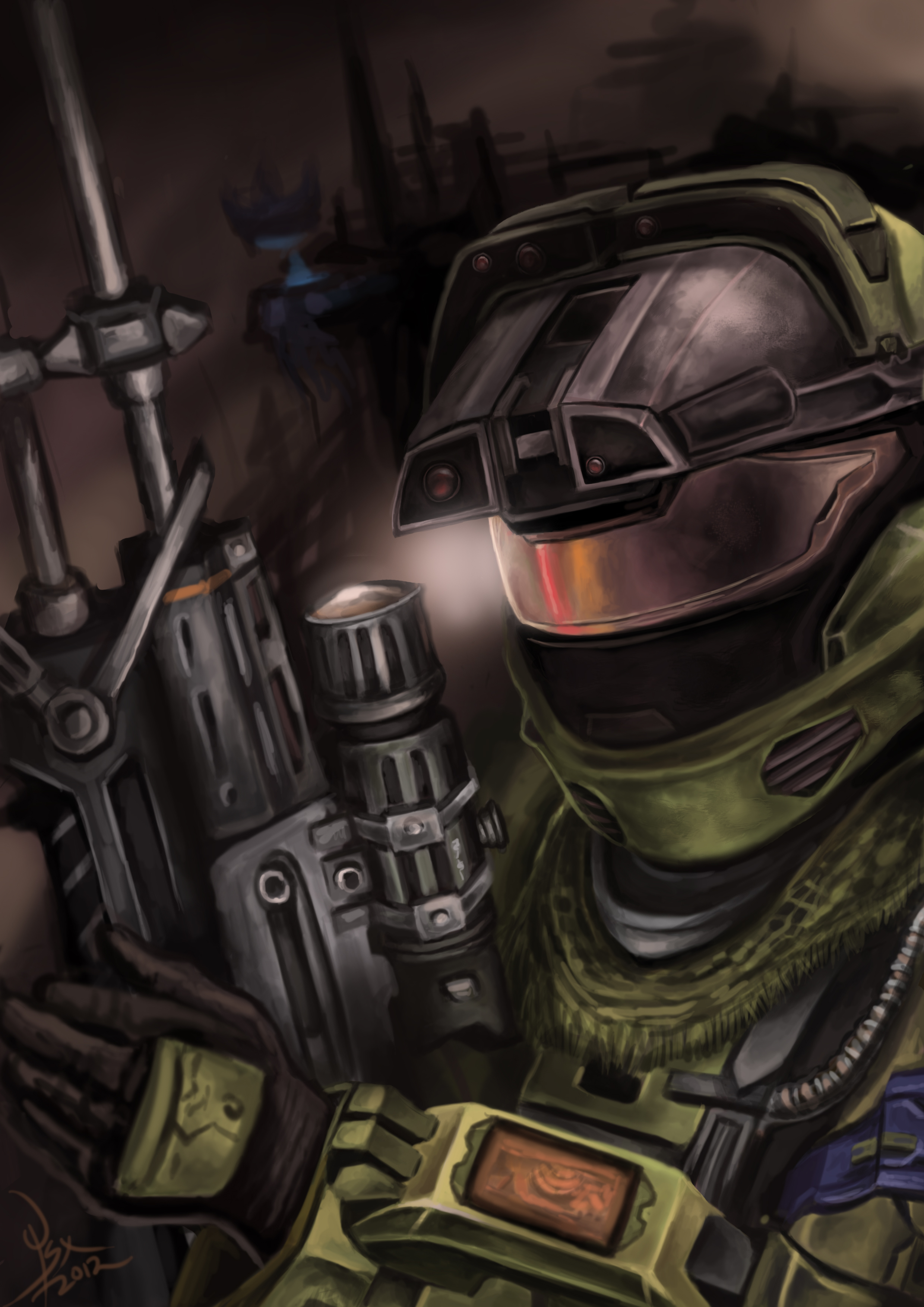 2480x3508 Halo Lights Within The Darkness - Halo Reach Painting