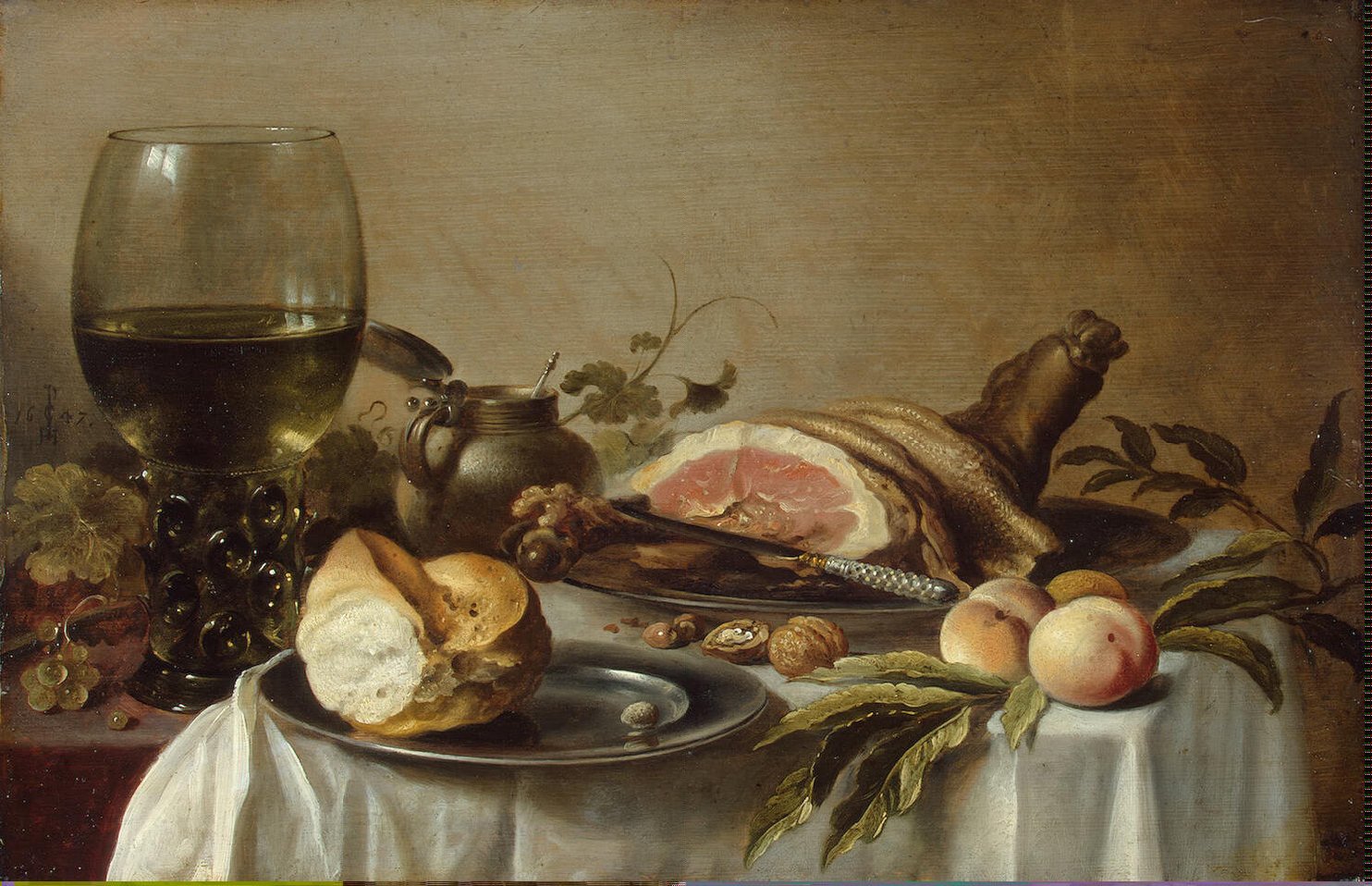 1484x958 Breakfast With Ham Painting Claesz Pieter Oil Paintings - Ham Painting