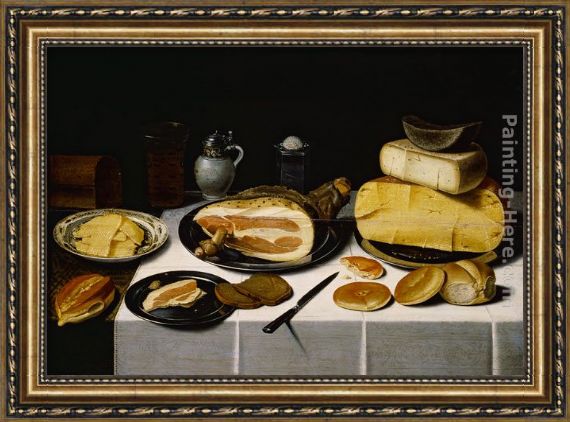 570x422 Unknown Artist Floris Van Schooten Still Life With A Ham Framed - Ham Painting