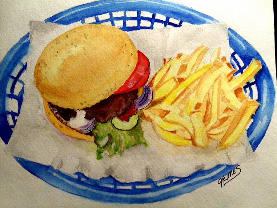 900x675 Hamburger Basket - Hamburger Painting