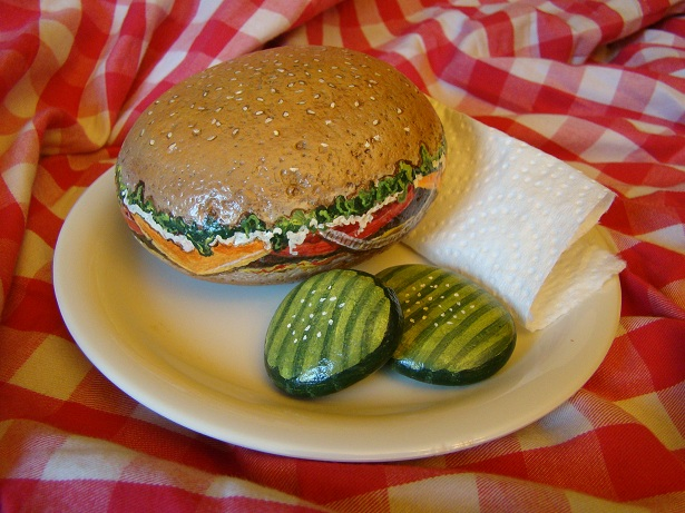615x461 Painted Rocks - Hamburger Painting