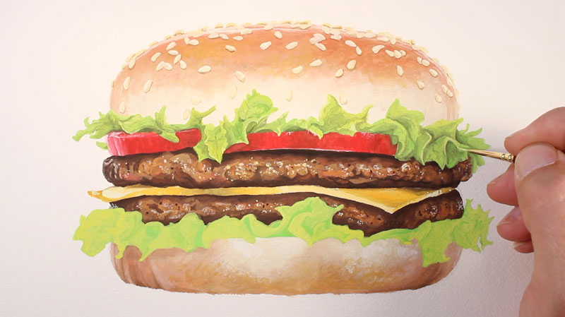 800x449 Realistic Painting Tutorial - Hamburger Painting