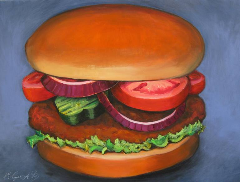 770x583 Saatchi Art Hamburger Painting By M Susan Broussard - Hamburger Painting