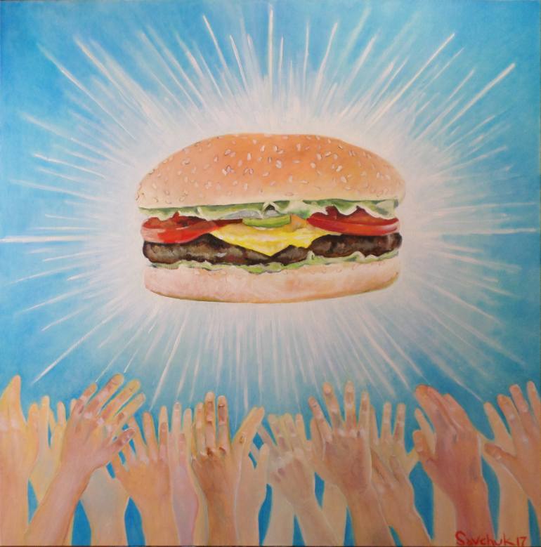 770x779 Saatchi Art Holy Hamburger Painting By Severyn Savchuk - Hamburger Painting