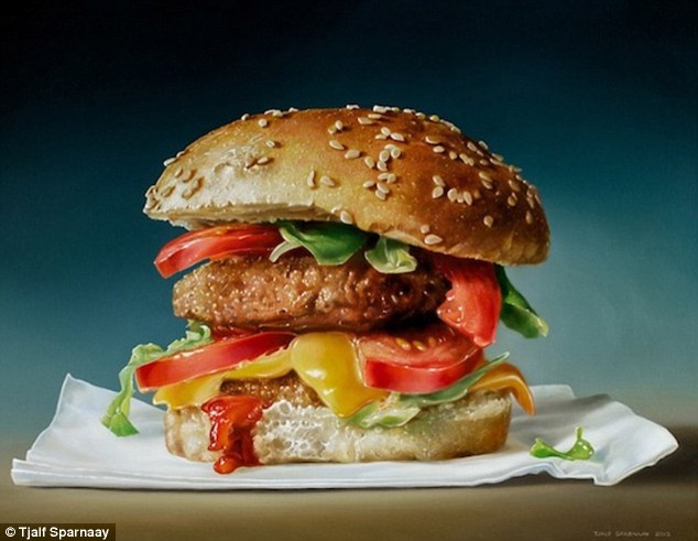634x491 Dutch Artist Tjalf Sparnaay Creates Hyper Realistic Paintings - Hamburger Painting