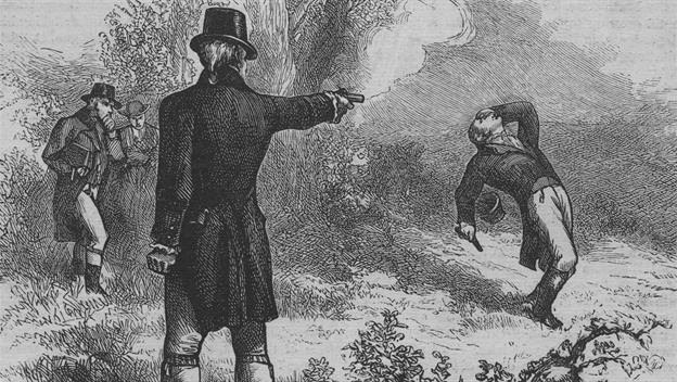624x352 1804 Burr Slays Hamilton In Duel Buckaroo News - Hamilton Burr Duel Painting