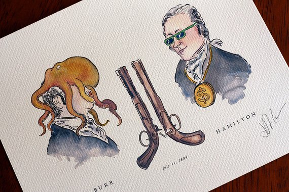 570x380 Alexander Hamilton Vs Aaron Burr The Duel Print 8x10 - Hamilton Burr Duel Painting