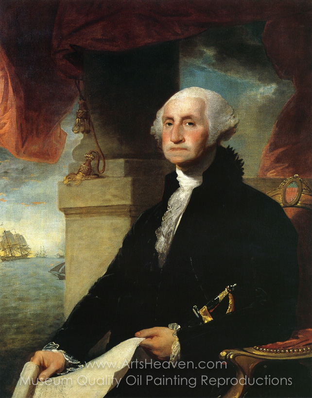 642x820 Reproduction Painting Gilbert Stuart George Washington (The - Hamilton Painting