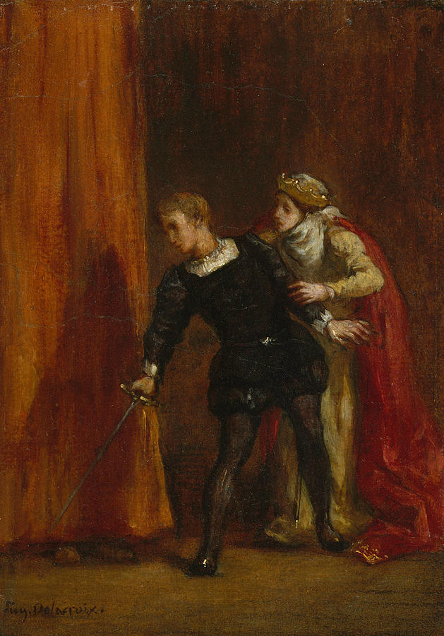 629x900 Hamlet And His Mother Painting By Eugene Delacroix - Hamlet Painting