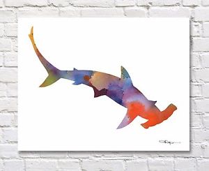 300x245 Hammerhead Shark Abstract Watercolor Painting Art Print By Artist - Hammerhead Shark Painting