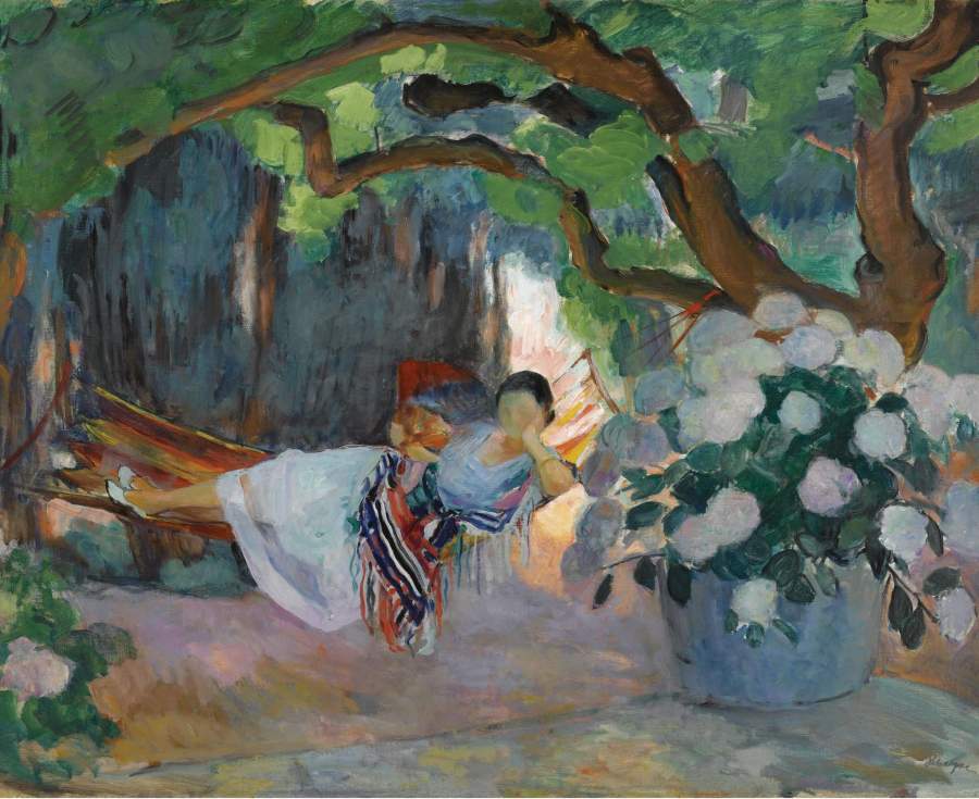 900x735 Young Woman - Hammock Painting
