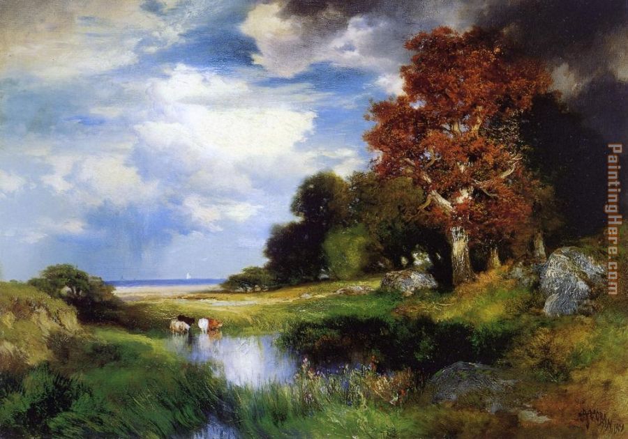 900x630 Thomas Moran View Of East Hampton Painting Anysize 50% Off - Hampton Painting