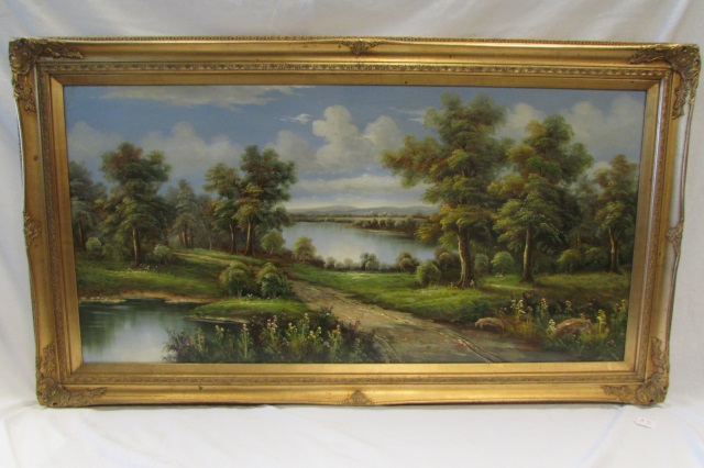 640x426 W Hampton Oil On Canvas Landscape Art - Hampton Painting