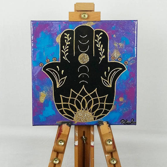 570x570 Hamsa Hand Paintingwall Artsacred Heartwanderlustsacred - Hamsa Hand Painting