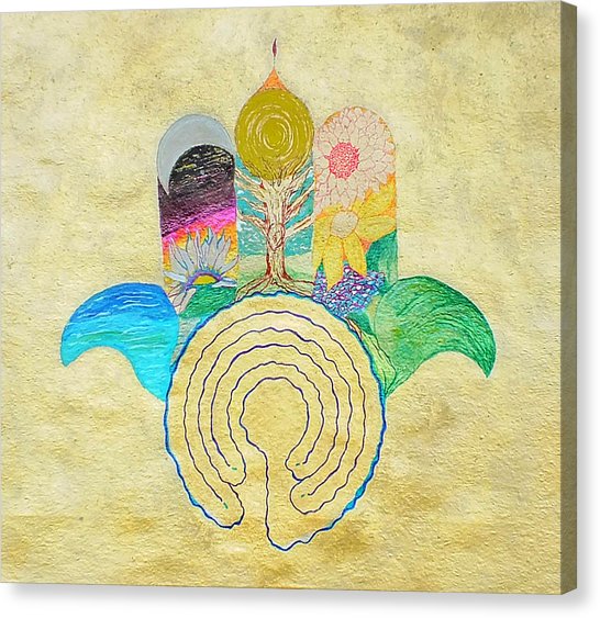 546x563 Labyrinth Hamsa Hand Painting By Folade Speaks - Hamsa Hand Painting