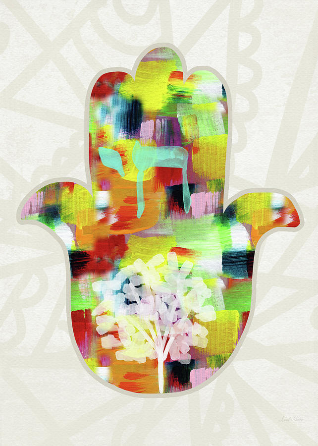 642x900 Tree Of Life Hamsa Art By Linda Woods Painting By Linda Woods - Hamsa Painting