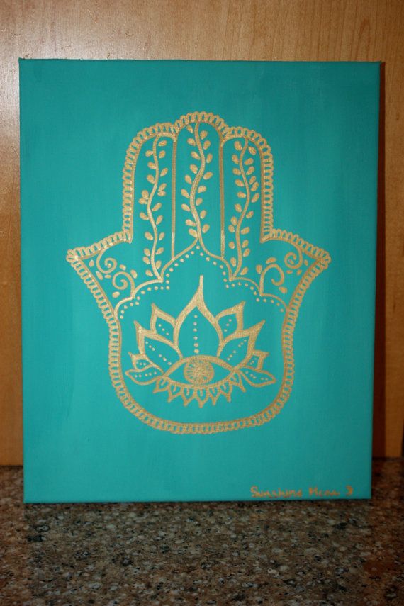 570x855 Turquoise Hamsa Painting Reiki Infused Spiritual By Myhealingroots - Hamsa Painting