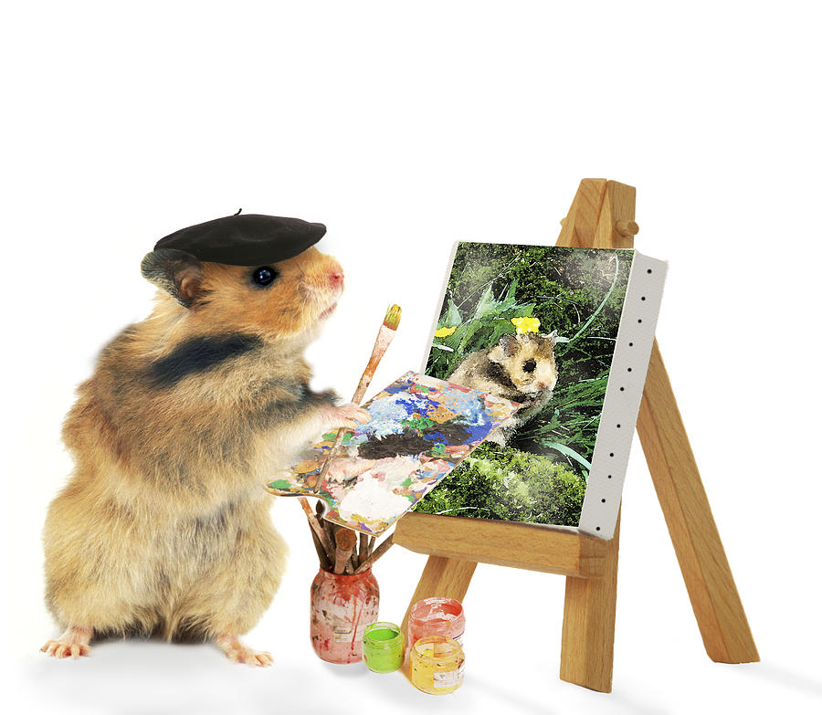 900x783 Hamster Painting Painting By Jean Michel Labat - Hamster Painting
