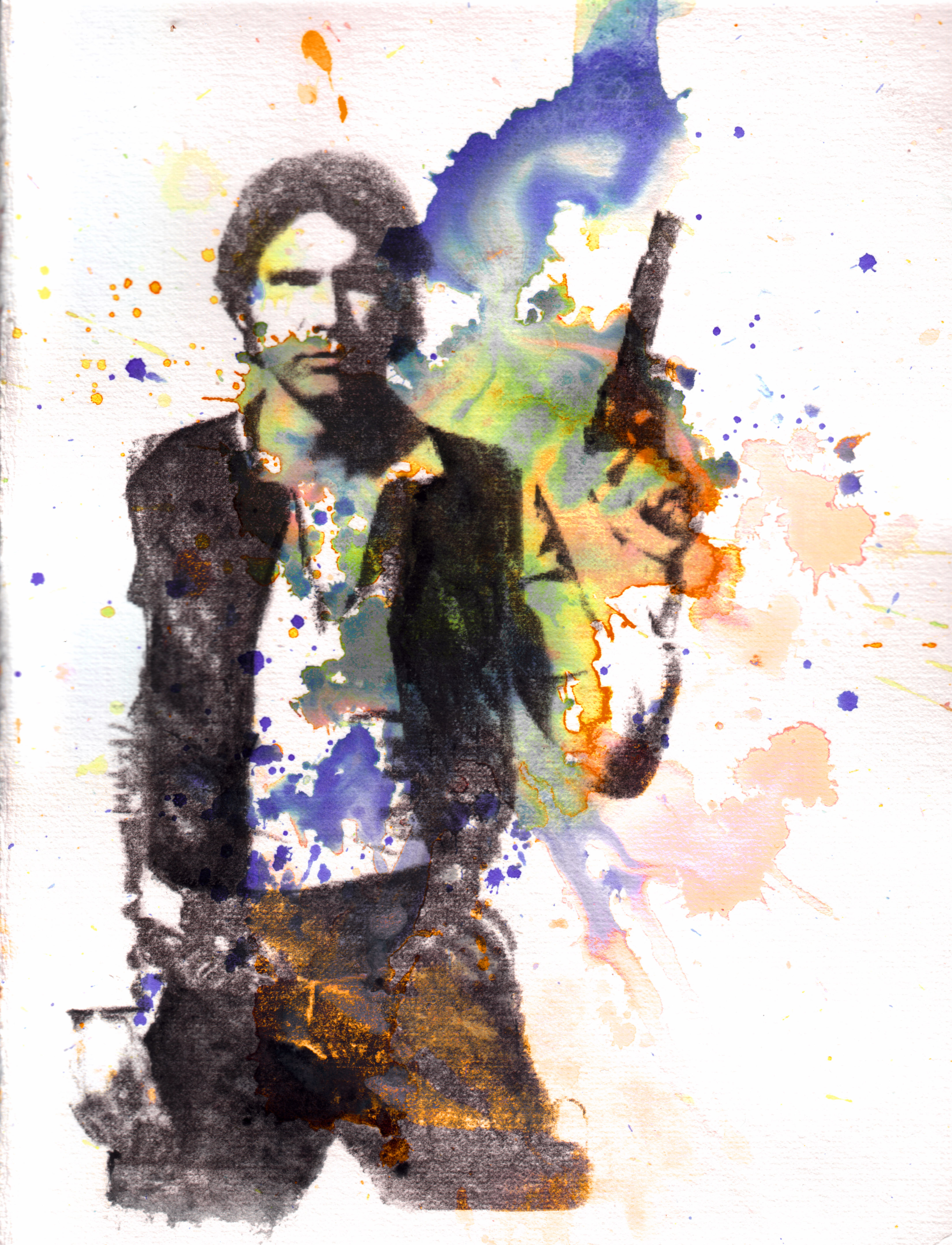3299x4312 Han Solo Holding Gun Isabelle Dillard's Fine Art - Han Solo Painting