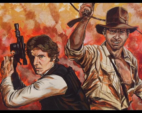 600x480 Han Solo And Indiana Jones Poster By Joel Tesch - Han Solo Painting