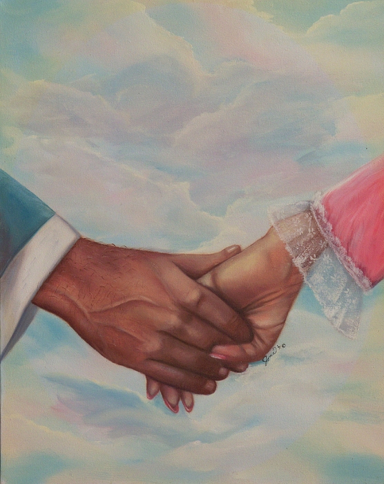 556x700 Hand In Hand Forever Painting By Joni Mcpherson - Hand In Hand Painting