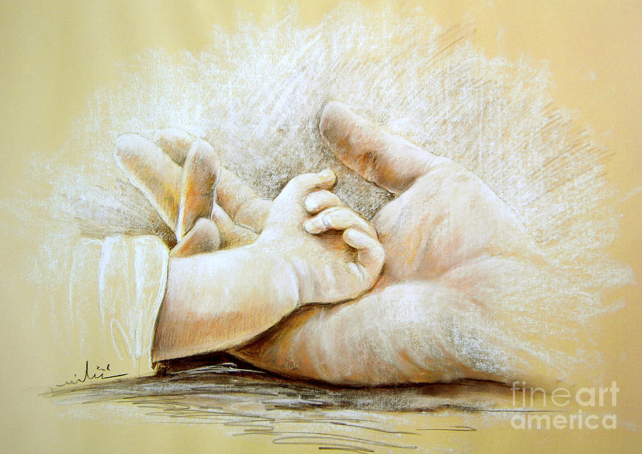 900x637 Hand In Hand Painting By Miki De Goodaboom - Hand In Hand Painting