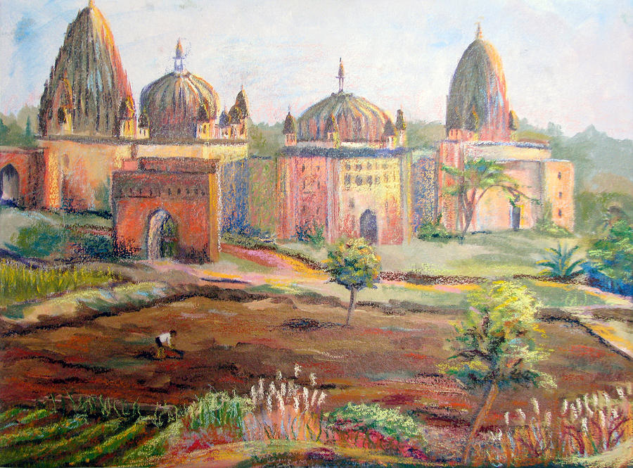 900x665 Hoeing By Hand In Orchha India Painting By Art Nomad Sandra Hansen - Hand In Hand Painting