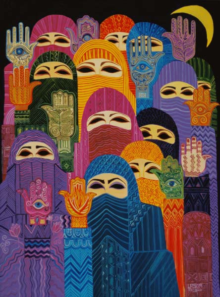 444x600 The Hands Of Fatima, 1989 (Oil On Canvas - Hand Of Fatima Painting