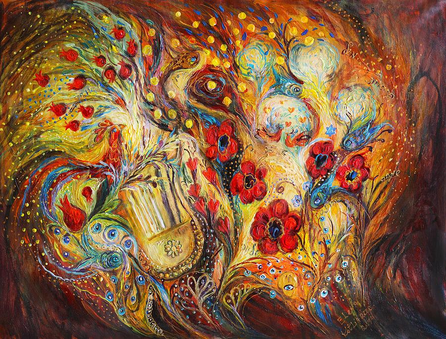 900x685 The Song Of Red Rooster Painting By Elena Kotliarker - Hand Of Fatima Painting