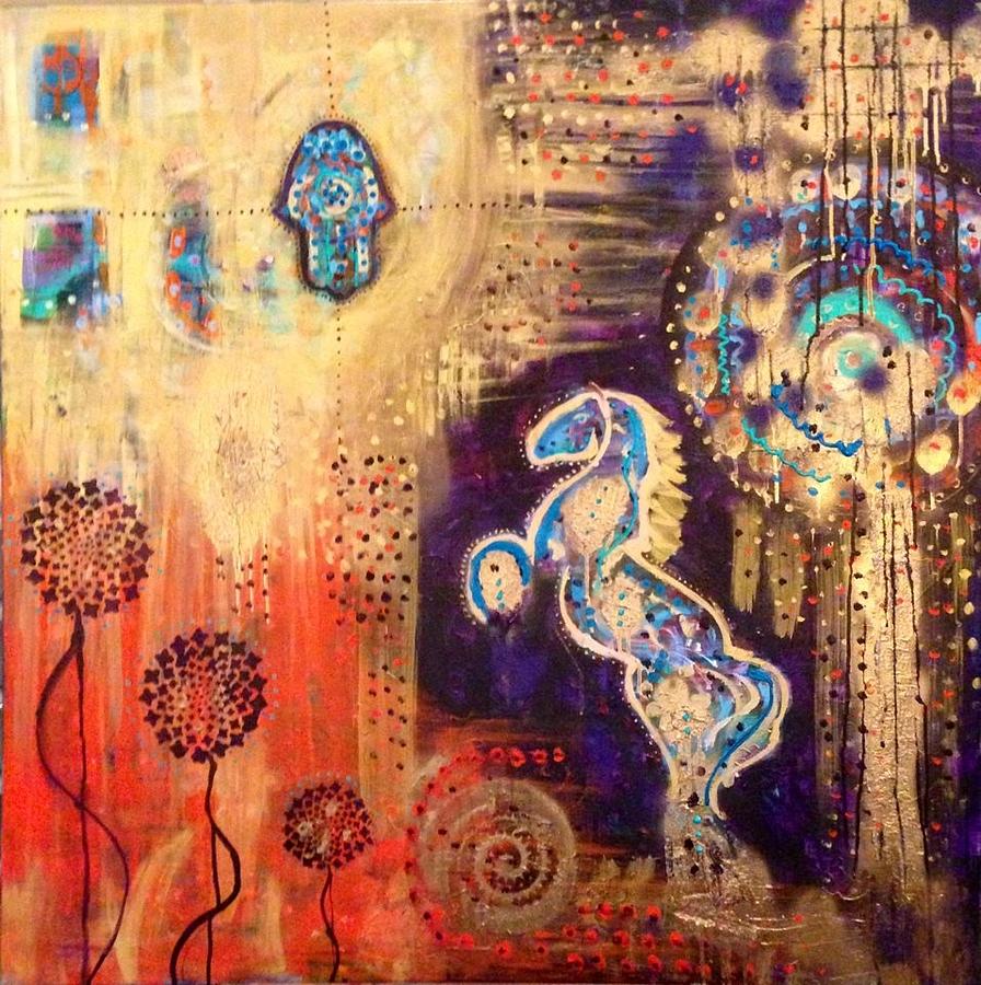 896x900 Hand Of Fatima Painting By Katy Shahandeh - Hand Of Fatima Painting