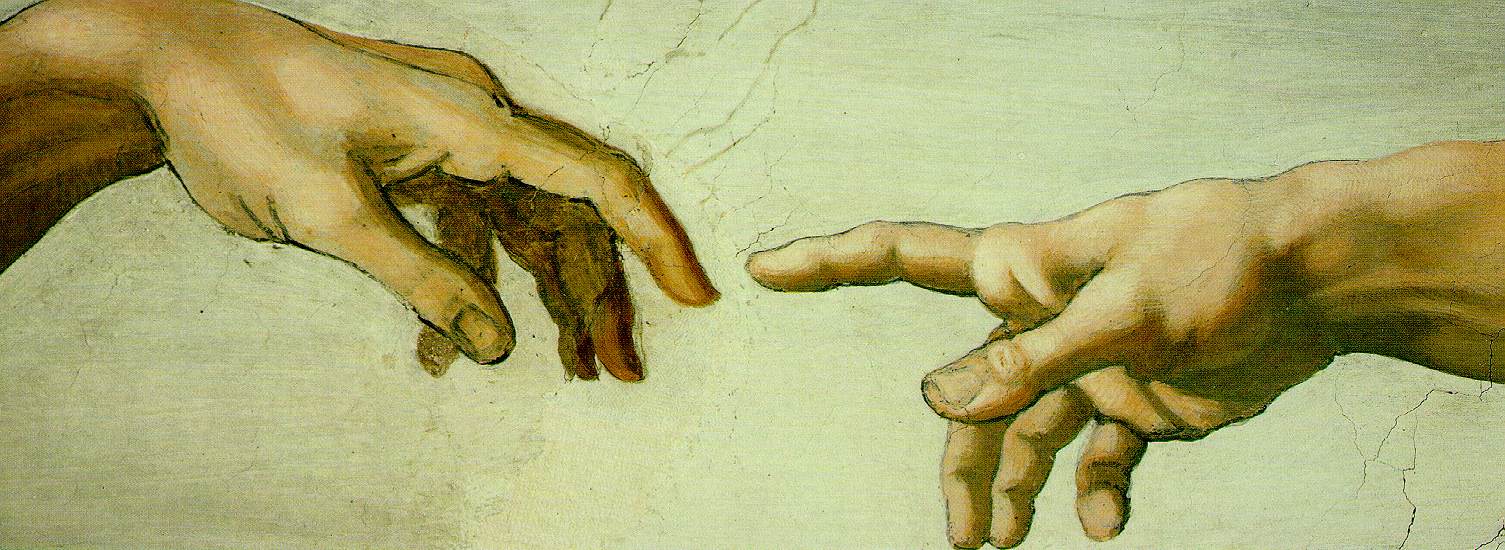 1505x550 Hands Of God And Adam - Hand Of God Painting