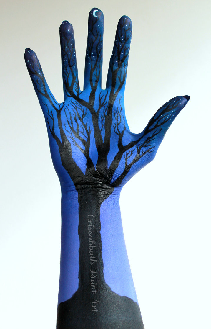 717x1115 Night Tree Hand Painting By Crissabbathpaintart - Hand Painting