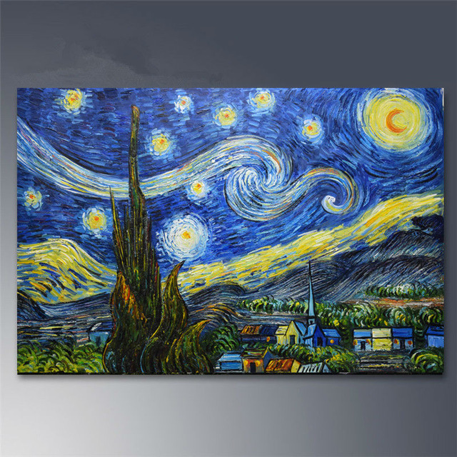 640x640 Hand Painted Canvas Oil Paintings Van Gogh Starry Night Painting - Hand Painting Canvas